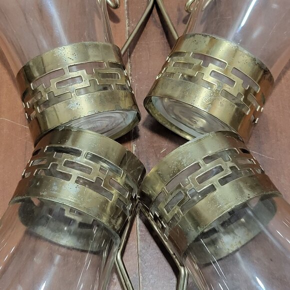 Glass Irish Coffee Cappuccino Glasses Cups Mugs Metal Base and Handles Set of 4 - Picture 10 of 11